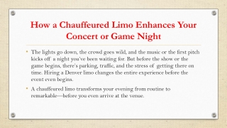 From the Driveway to the Arena: Elevate Event Nights with Luxury Transport