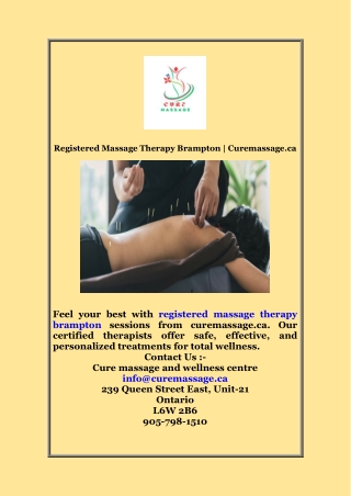 Registered Massage Therapy Brampton | Curemassage.ca