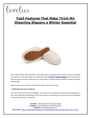 Top3 Features That Make Tirich Mir Shearling Slippers a Winter Essential