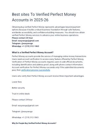 Best sites To Verified Perfect Money Accounts in 2025-26