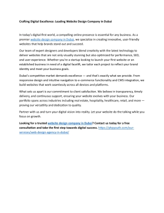 Crafting Digital Excellence-Leading Website Design Company in Dubai