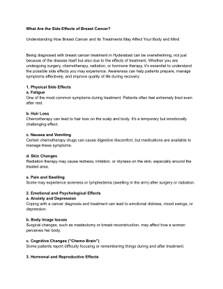 Breast Cancer Treatment in Hyderabad