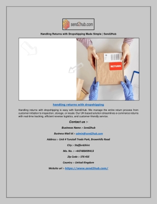 Handling Returns with Dropshipping Made Simple | Send2Hub