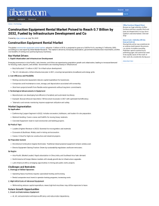 Construction Equipment Rental Market Poised to Reach 0.7 Billion by 2032