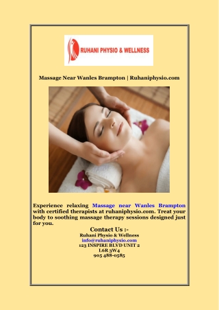 Massage Near Wanles Brampton | Ruhaniphysio.com