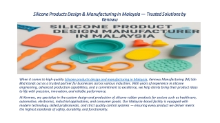 Silicone Products Design Manufacturing in Malaysia —
