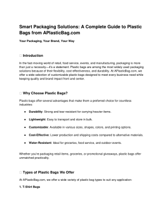 Smart Packaging Solutions_ A Complete Guide to Plastic Bags from APlasticBag