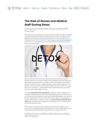 The Role of Nurses and Medical Staff During Detox