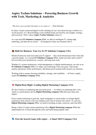 Aspire Techno Solutions – Powering Business Growth with Tech, Marketing & Analytics