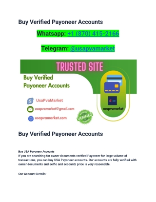 Top 10 WerkPlace To Buy Verified Payoneer Accounts in 2025