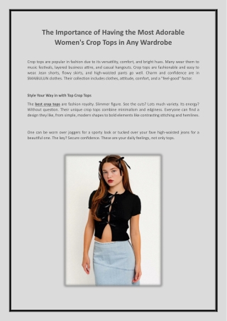 The Importance of Having the Most Adorable Women's Crop Tops in Any Wardrobe