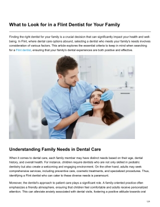 What to Look for in a Flint Dentist for Your Family