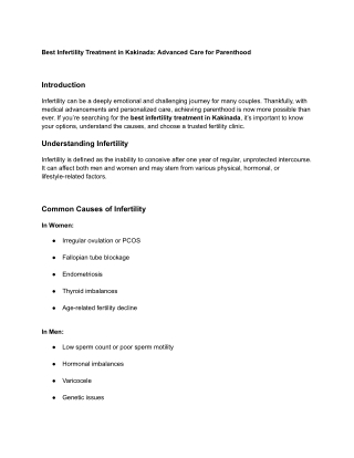 Best Infertility Treatment In Kakinada