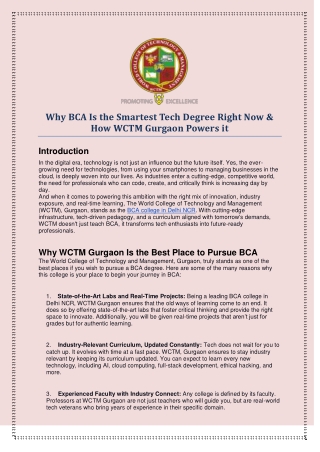 Why BCA Is the Smartest Tech Degree Right Now & How WCTM Gurgaon Powers it