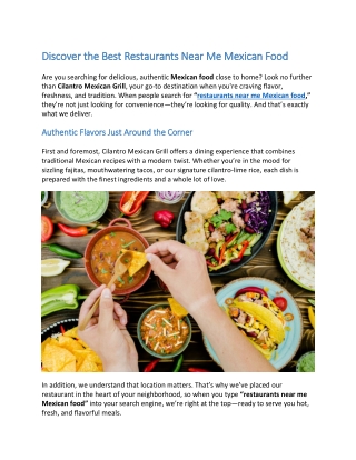 Discover the Best Restaurants Near Me Mexican Food