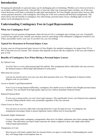 The Benefits of Contingency Fees When Hiring a Personal Injury Lawyer