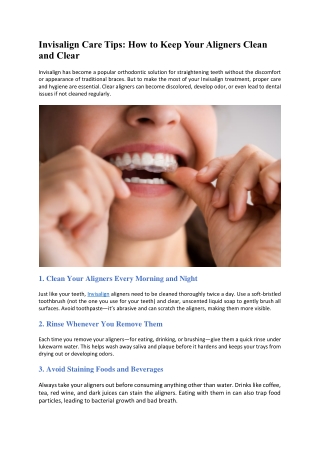 Invisalign Care Tips: How to Keep Your Aligners Clean and Clear