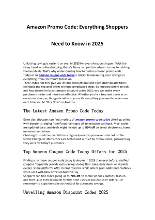 Amazon Promo Code Everything Shoppers Need to Know in 2025