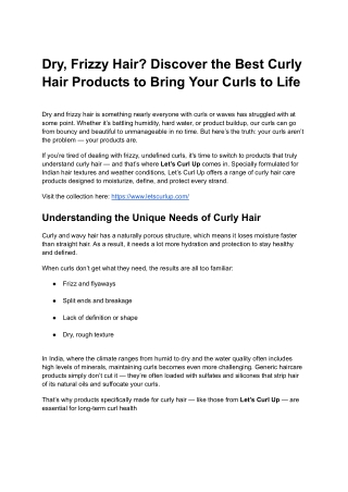 Dry, Frizzy Hair? Discover the Best Curly Hair Products to Bring Your Curls to L