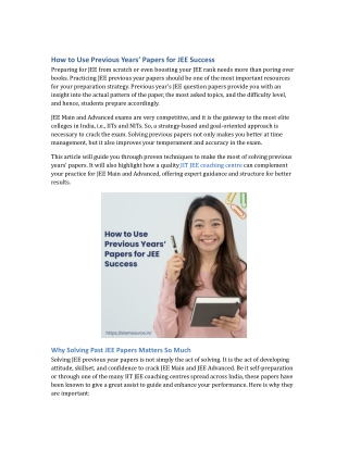 How to Use Previous Years’ Papers for JEE Success