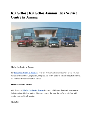 Kia Seltos | Kia Seltos Jammu | Kia Service Centre in Jammu