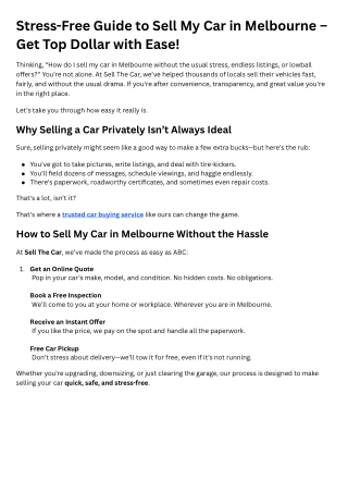 Sell My Car Melbourne – Stress-Free Guide to Get Top Dollar Fast