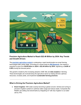 Precision Agriculture Market to Reach $22.49 Billion by 2034