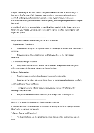 Best Interior Designers in Bhubaneswar, Odisha – Ambikraft