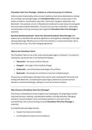 Chardham Yatra Tour Package