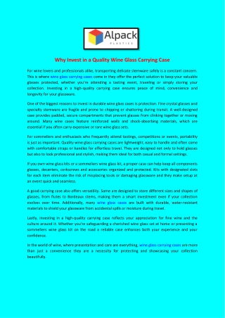 Why Invest in a Quality Wine Glass Carrying Case