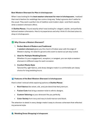 Best Western Sherwani for Men in Ichchapuram for a Modern Look