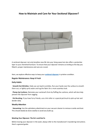 How to Maintain and Care for Your Sectional Slipcover?