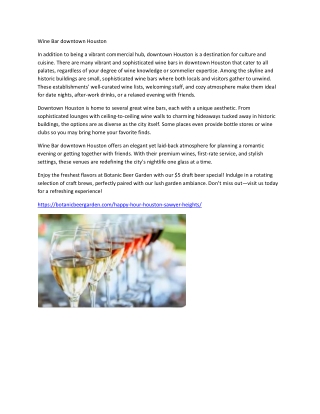 Wine Bar downtown Houston