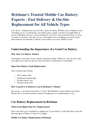 Car battery delivery brisbane