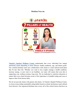 Dietitian Near me  | Vineela’s Sparkel Wellness Center