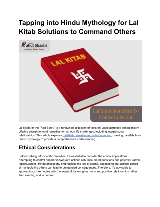 lal kitab remedies to control a person