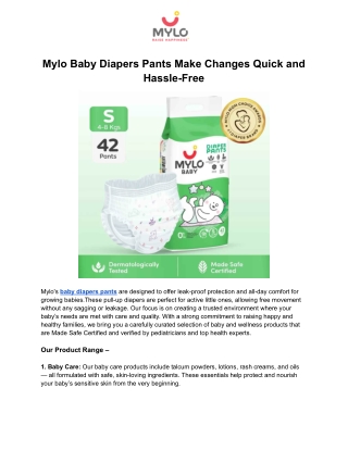 Mylo Baby Diapers Pants Make Changes Quick and Hassle-Free