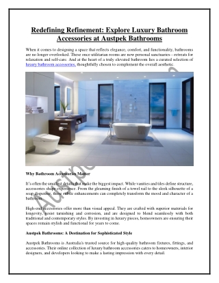 Redefining Refinement Explore Luxury Bathroom Accessories at Austpek Bathrooms