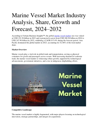 Marine Vessel Market