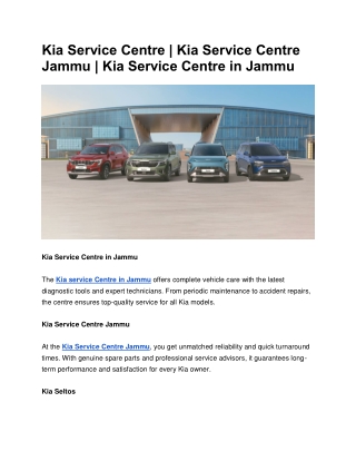 Kia Service Centre | Kia Service Centre Jammu | Kia Service Centre in Jammu