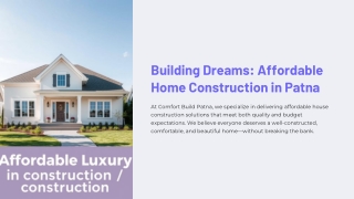 Affordable House Construction in Patna: Tips from Comfort Build.