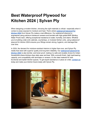 Best Waterproof Plywood for Kitchen 2024 _ Sylvan Ply