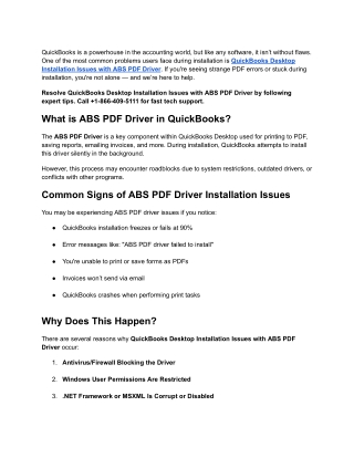 Troubleshooting ABS PDF Driver in QuickBooks