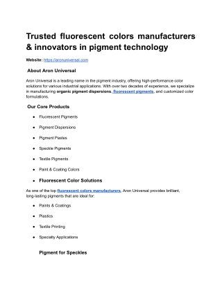 Trusted fluorescent colors manufacturers & innovators in pigment technology