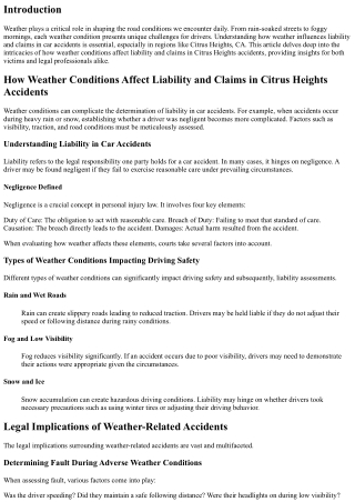 How Weather Conditions Affect Liability and Claims in Citrus Heights Accidents