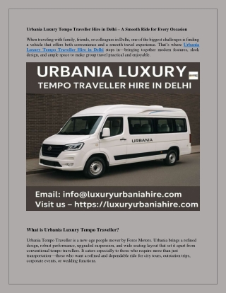 Explore Delhi with Urbania Tempo Traveller: Style Meets Utility