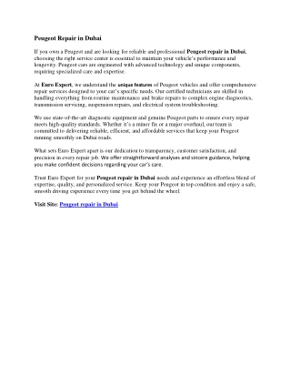 Peugeot Repair in Dubai