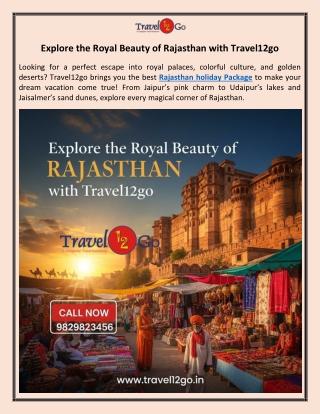 Explore the Royal Beauty of Rajasthan with Travel12go