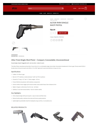 ALTOR 9MM SINGLE SHOT PISTOL - prime-firearms.com