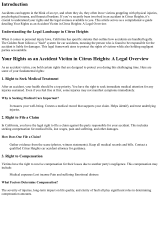 Your Rights as an Accident Victim in Citrus Heights: A Legal Overview
